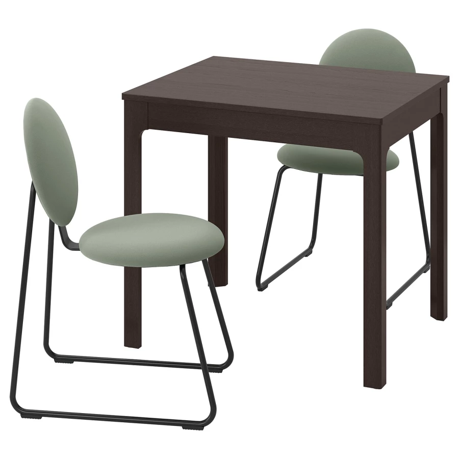 Стол и 2 стула - EKEDALEN / MÅNHULT IKEA/ЭКЕДАЛЕН/МОНХУЛЬТ ИКЕА,120х75х70 см, коричневый/зеленый (изображение №1)