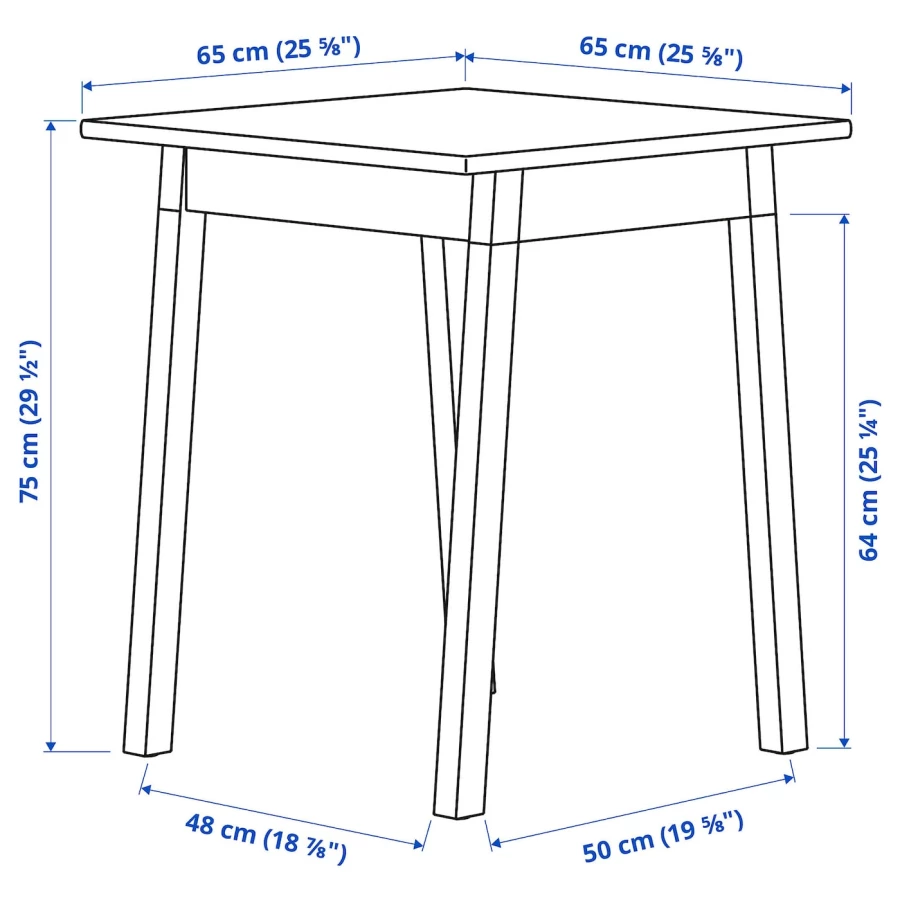 Стол и 2 стула - PINNTORP IKEA/ ПИННТОРП  ИКЕА, 65 см,  под беленый дуб (изображение №6)