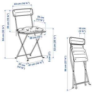 Второе фото. Стол и 2 складных стула с подушками - IKEA SUNDSÖ, желтый, СУНДСО ИКЕА