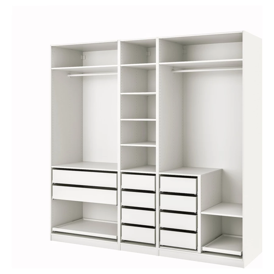 Гардероб - IKEA PAX, 250x58x236 см, белый ПАКС ИКЕА (изображение №1)
