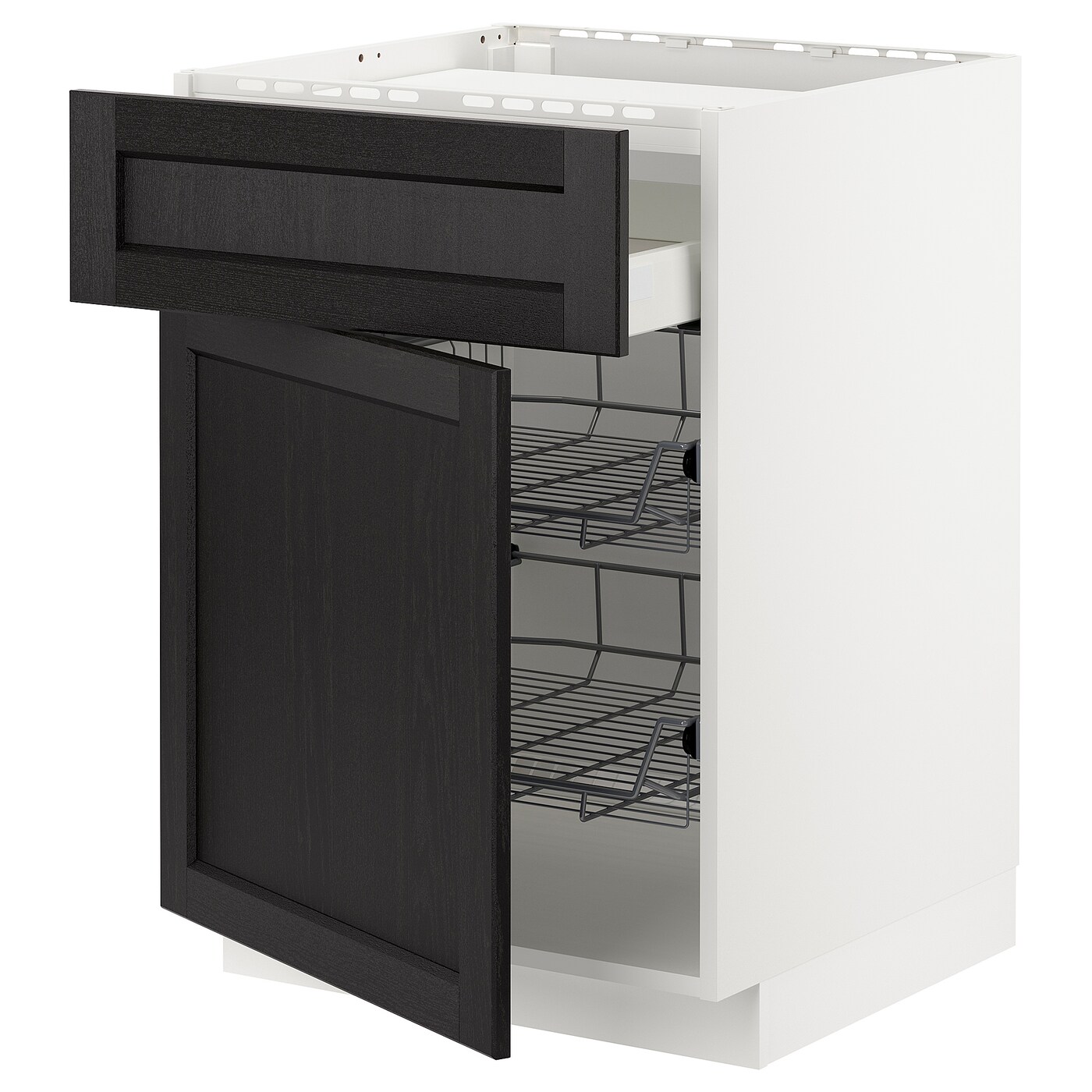 Напольный кухонный шкаф  - IKEA METOD MAXIMERA, 88x62x80см, черный/белый, МЕТОД МАКСИМЕРА ИКЕА
