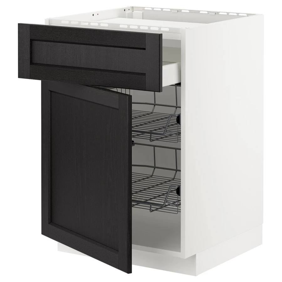 Напольный кухонный шкаф  - IKEA METOD MAXIMERA, 88x62x80см, черный/белый, МЕТОД МАКСИМЕРА ИКЕА (изображение №1)