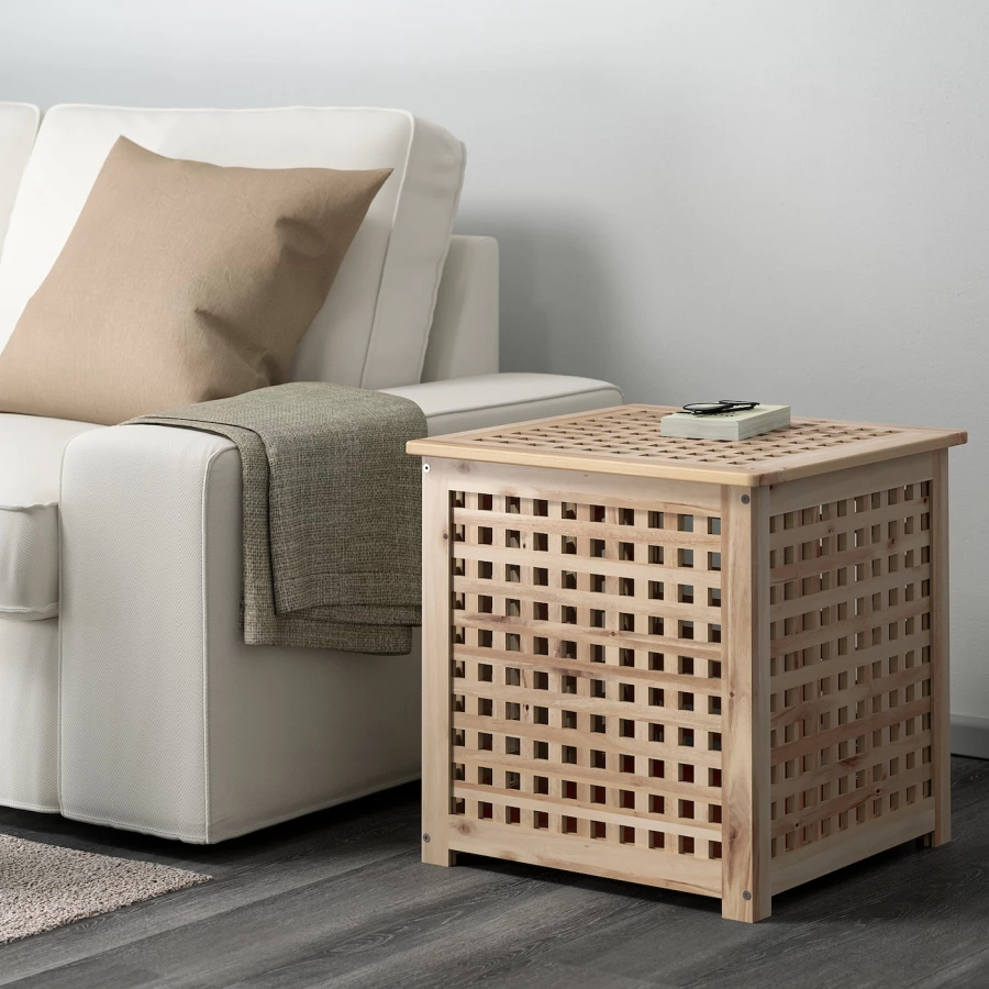 Столик придиванный - IKEA HOL/ ХОЛ ИКЕА, 50х50х50 см, светло-коричневый (изображение №2)