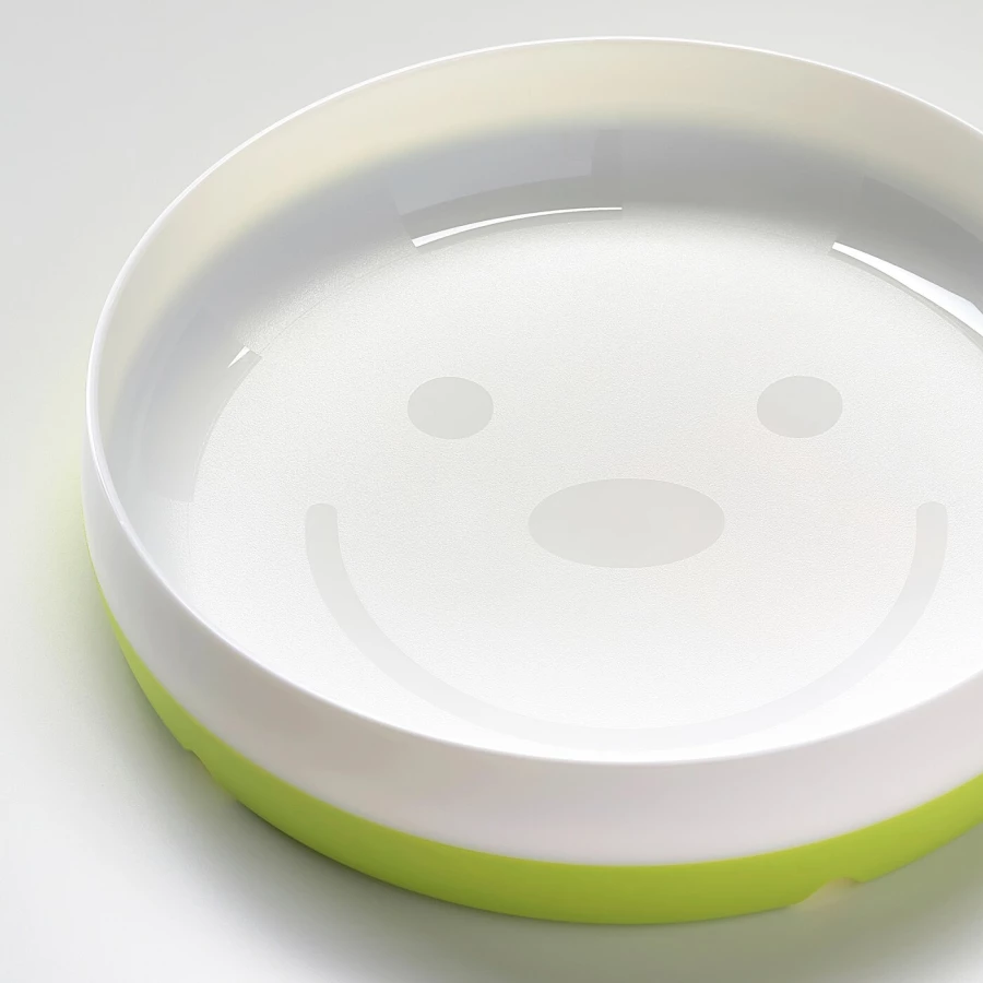 Набор детских тарелок, 2 шт. - IKEA SMÅGLI/SMAGLI, белый/зеленый, СМЭГЛИ ИКЕА (изображение №4)