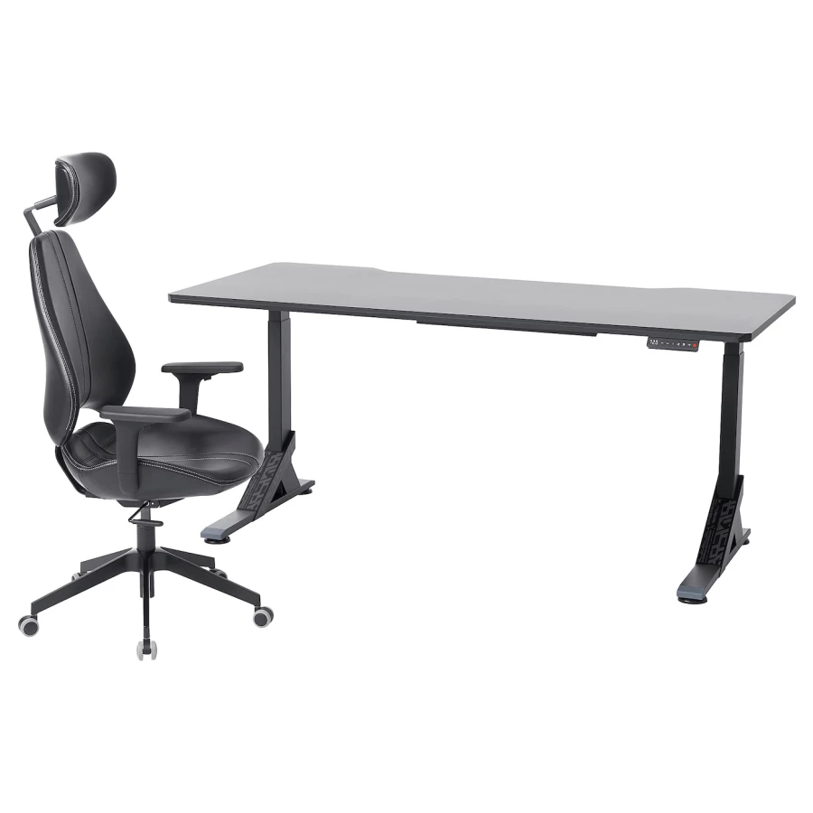 Игровой стол и стул - IKEA UPPSPEL/GRUPPSPEL, черный, 180x80 см, ИКЕА УППСПЕЛ/ГРУППСПЕЛ (изображение №1)