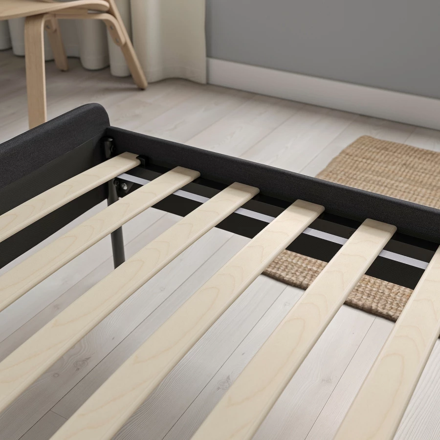 Каркас кровати - SLATTUM IKEA/  СЛАТТУМ  ИКЕА,  206х144 см, черный (изображение №5)