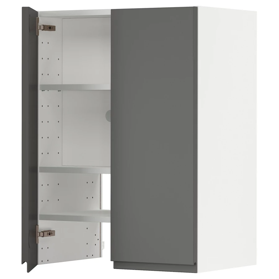 Навесной шкаф с полкой - METOD IKEA/ МЕТОД ИКЕА, 60х80 см, белый/серый (изображение №1)