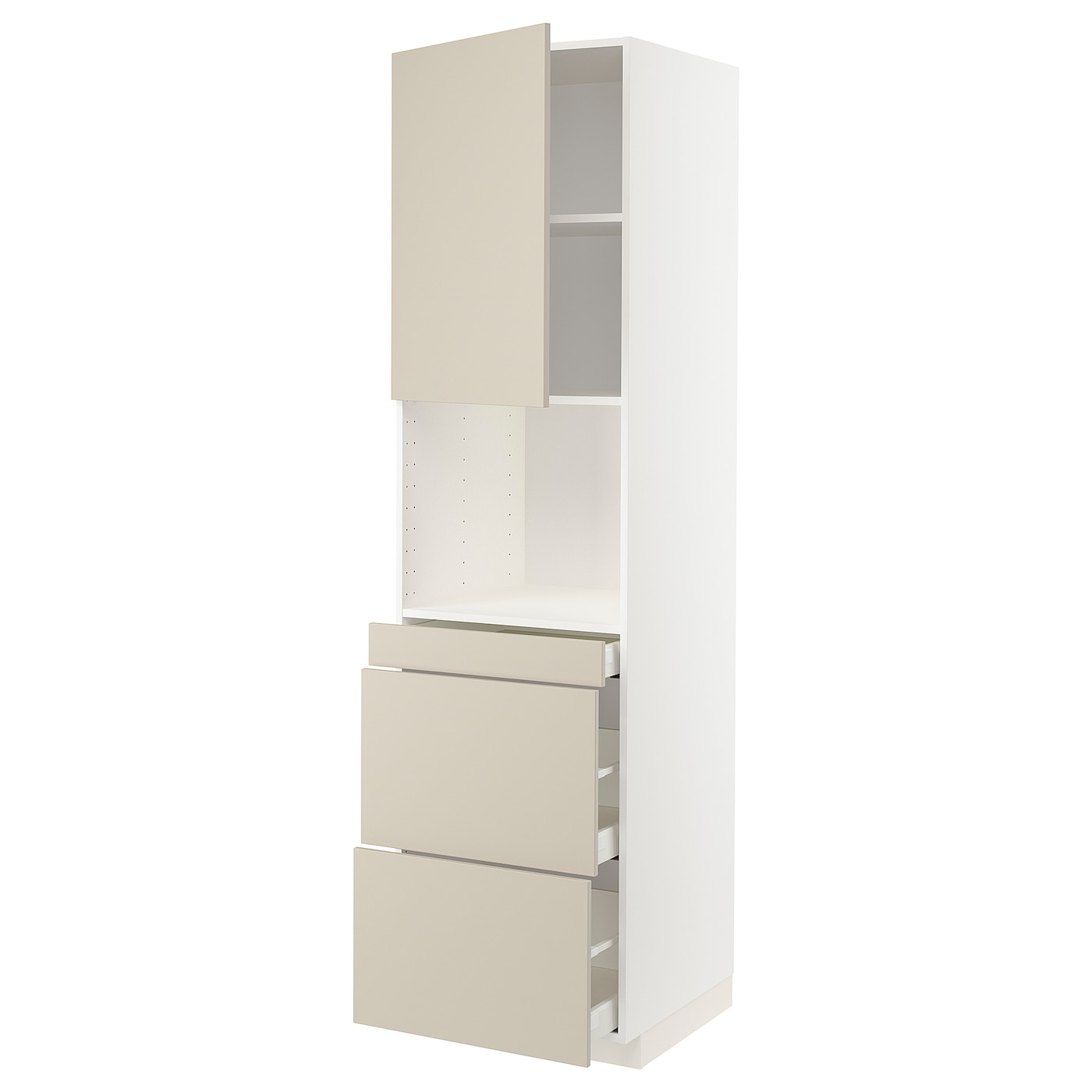 Высокий шкаф с ящиками - IKEA METOD/MAXIMERA/МЕТОД/МАКСИМЕРА ИКЕА, 220х60х60 см, белый/светло-бежевый