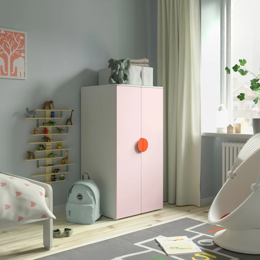 Детский шкаф - PLATSA/SMÅSTAD/SMАSTAD   IКЕА/ПЛАТСА/СМОСТАД ИКЕА,60x57x123 см ,белый/розовый (изображение №2)