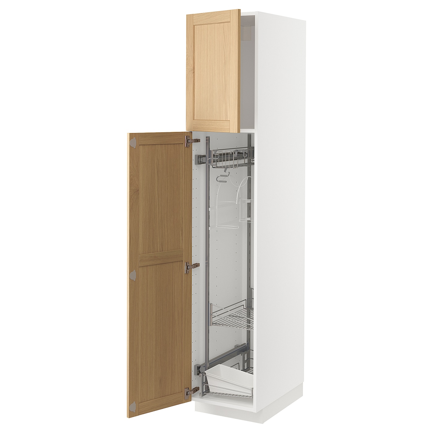 Высокий кухонный шкаф/бытовой - IKEA METOD/МЕТОД ИКЕА, 200х60х40 см, белый/светло-коричневый