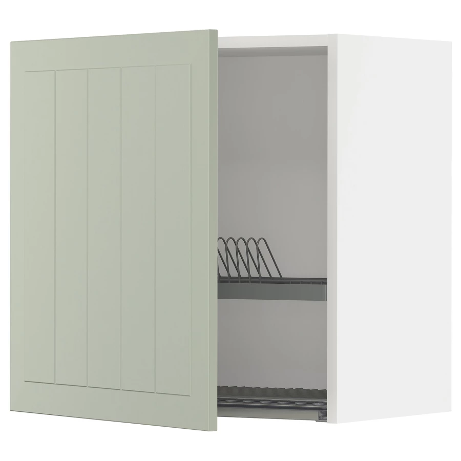 Навесной шкаф с сушилкой - METOD IKEA/ МЕТОД ИКЕА, 60х60 см, белый/зеленый (изображение №1)