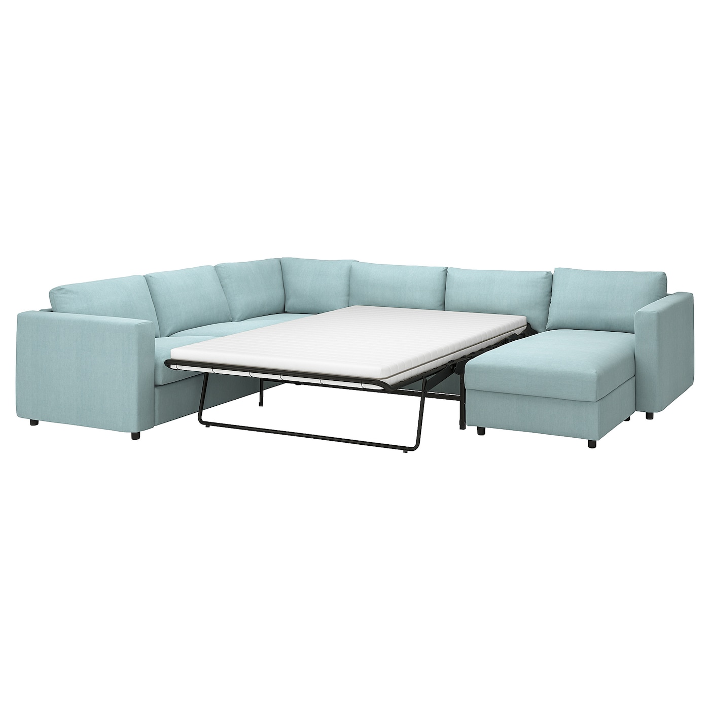Угловой диван-кровать с шезлонгом - IKEA VIMLE/ВИМЛЕ ИКЕА, 249/349х83х164 см, голубой