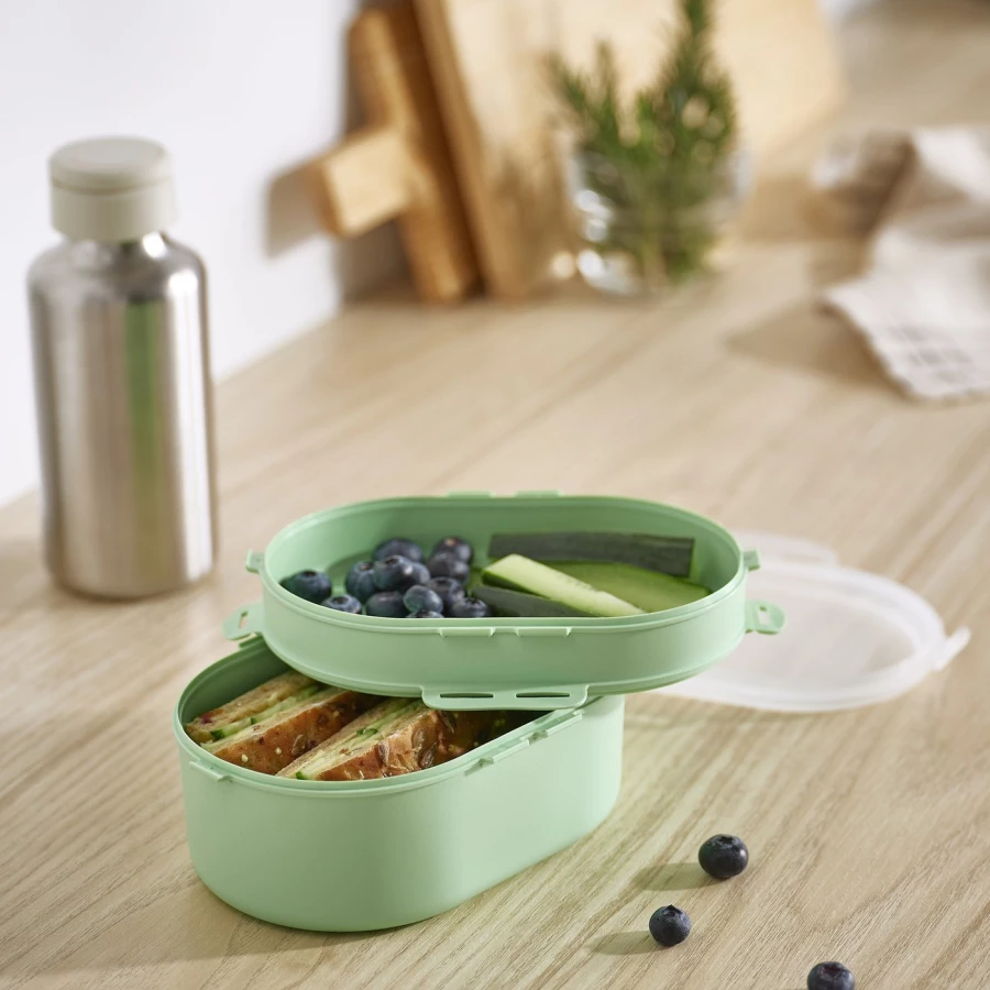 Контейнер для продуктов с крышкой - IKEA UTBJUDA, 17х12х9 см, светло-зеленый, УТБЬЮДА ИКЕА (изображение №5)
