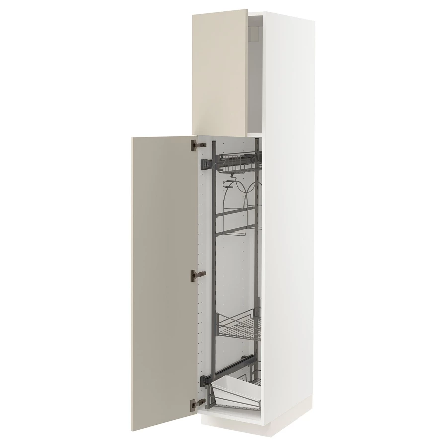 Высокий шкаф/бытовой - IKEA METOD/МЕТОД ИКЕА, 200х60х40 см, белый/бежевый (изображение №1)