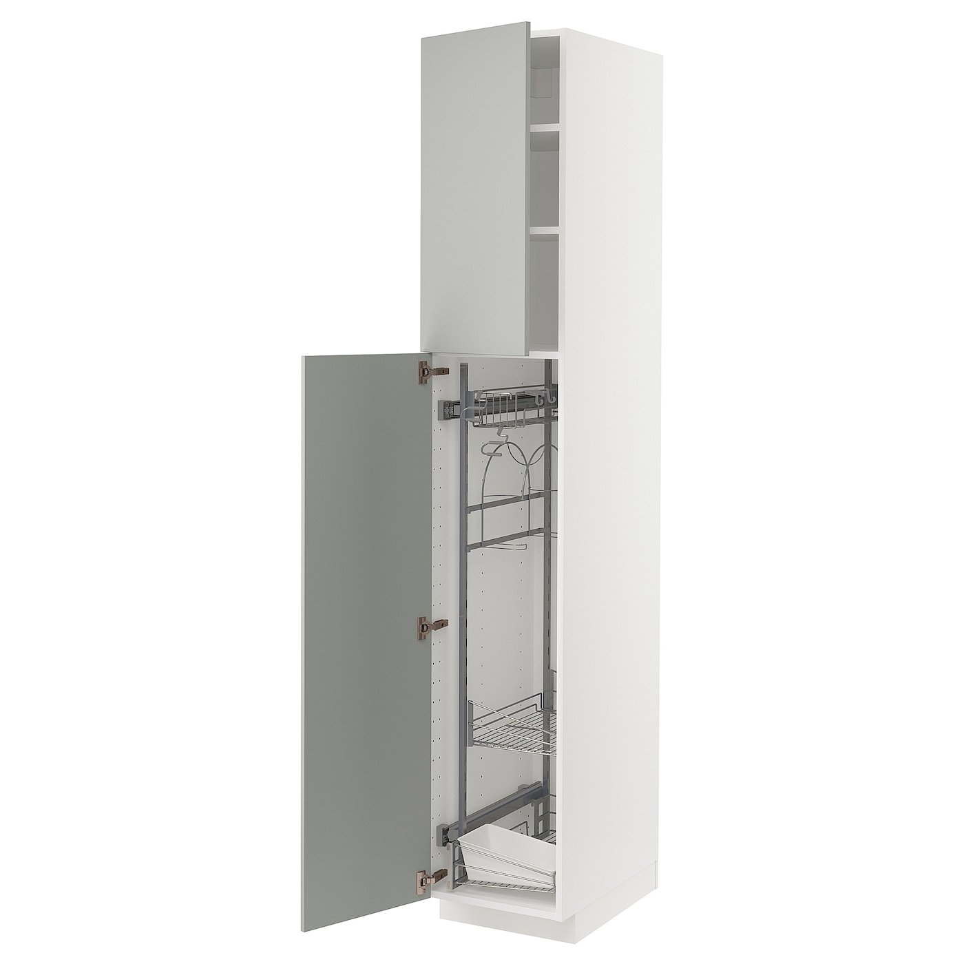 Высокий кухонный шкаф/бытовой - IKEA METOD/МЕТОД ИКЕА, 220х60х40 см, белый/серый