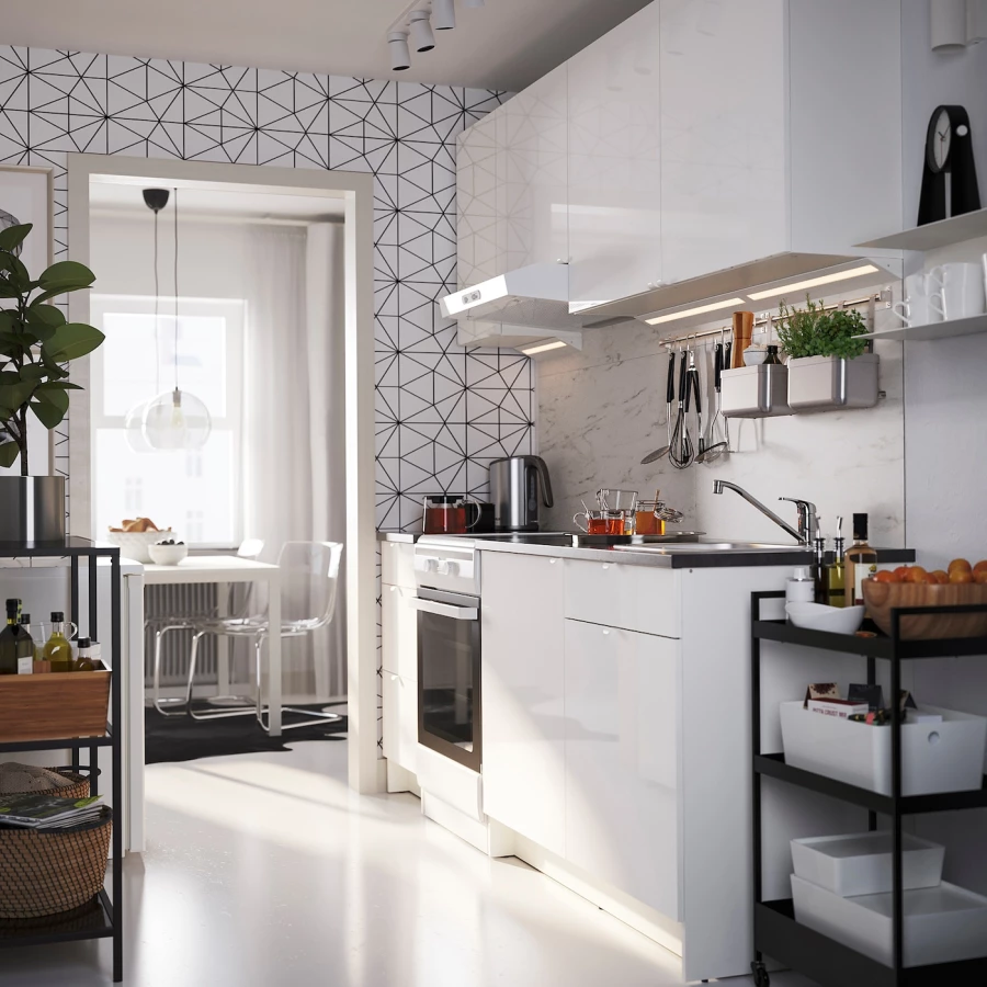 Кухонная комбинация для хранения - KNOXHULT IKEA/ КНОКСХУЛЬТ ИКЕА, 220х61х220 см, бежевый/серый (изображение №3)