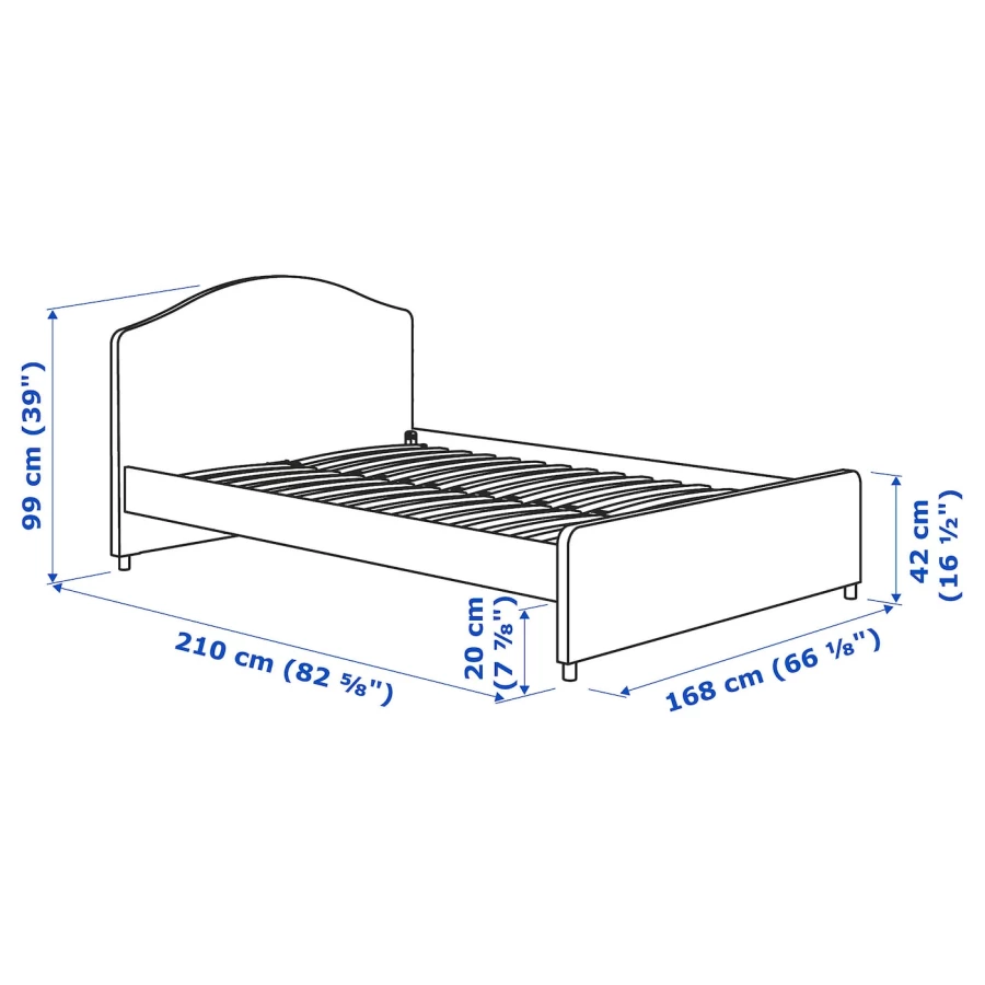 Двуспальная кровать - IKEA HAUGA, 200х160 см, серый, ХАУГА ИКЕА (изображение №8)