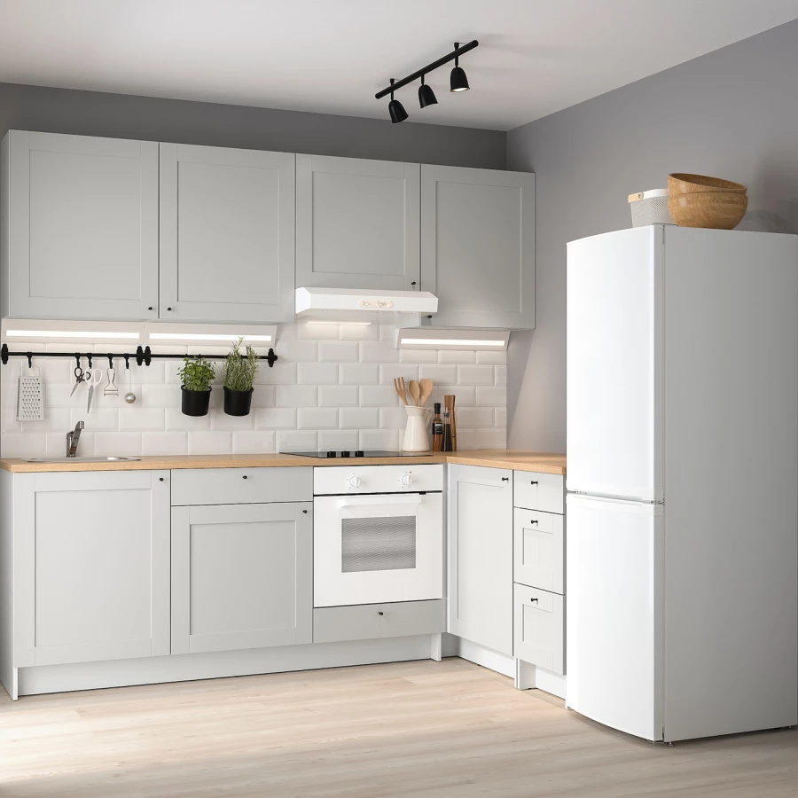 Угловая кухня -  KNOXHULT IKEA/ КНОКСХУЛЬТ ИКЕА, 243х220 см, белый/серый/бежевый (изображение №2)