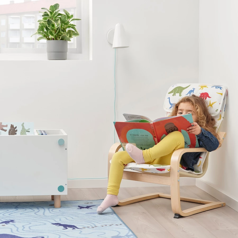 Детское кресло - IKEA POÄNG/POANG/ПОЭНГ ИКЕА, 47х56х68 см, под беленый дуб (изображение №2)