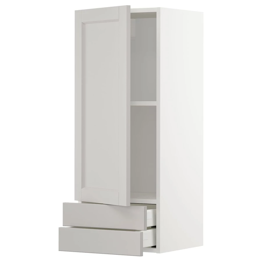 Навесной шкаф с полкой - METOD/MAXIMERA  IKEA/ МЕТОД /МАКСИМЕРА ИКЕА, 100х40 см, белый/серый (изображение №1)