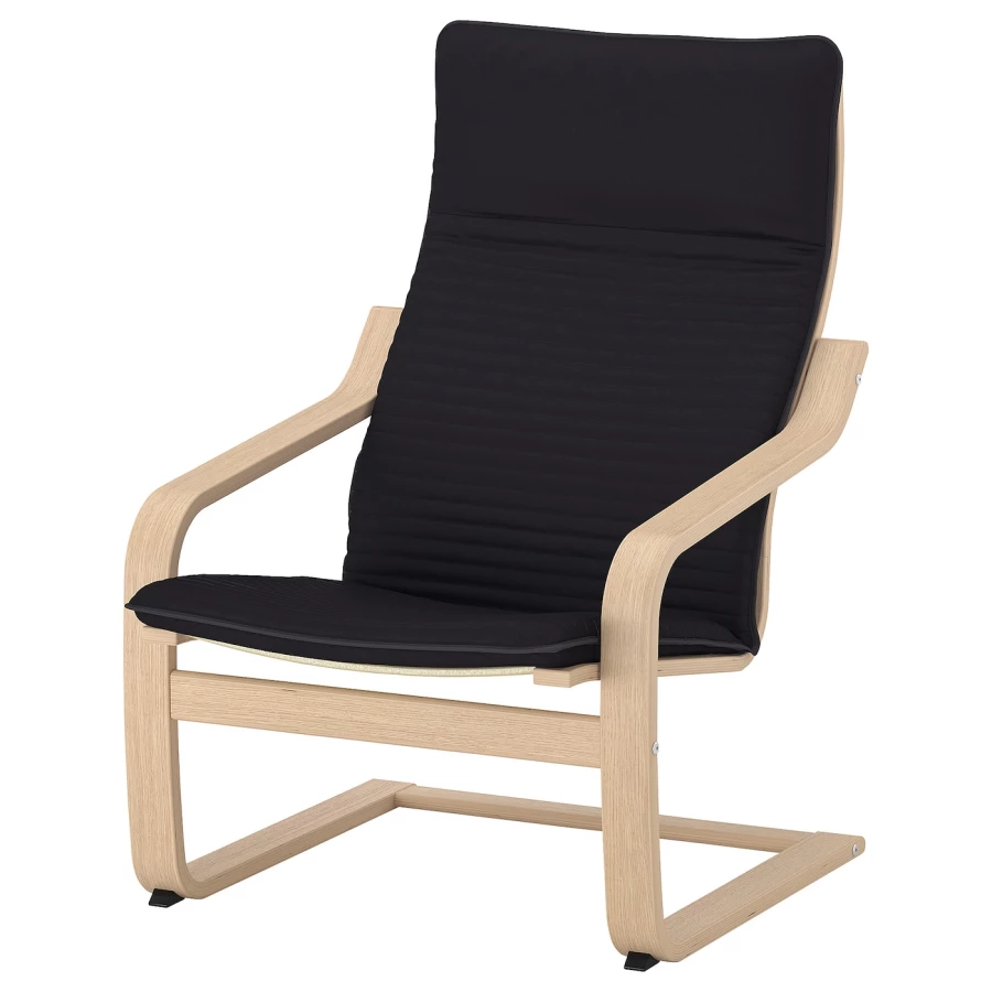 Кресло - IKEA POÄNG/POANG/ПОЭНГ ИКЕА, 68х82х100 см, чёрный (изображение №1)