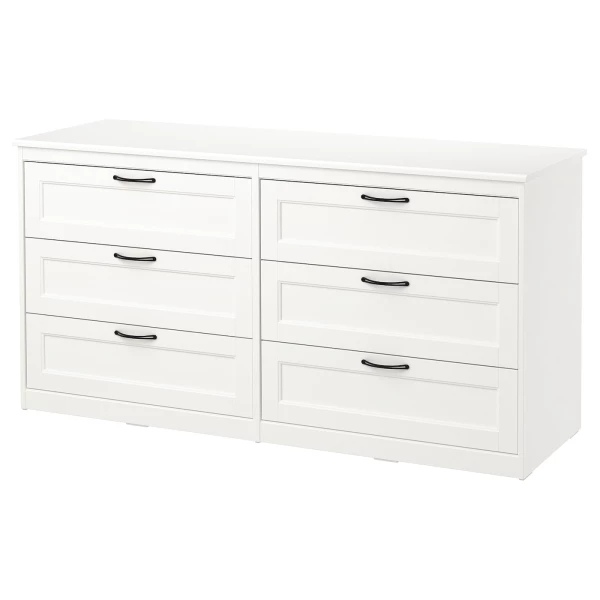 Комод с 6 ящиками - IKEA SONGESAND/СОНГЕСАНД ИКЕА, 50х81х161 см, белый