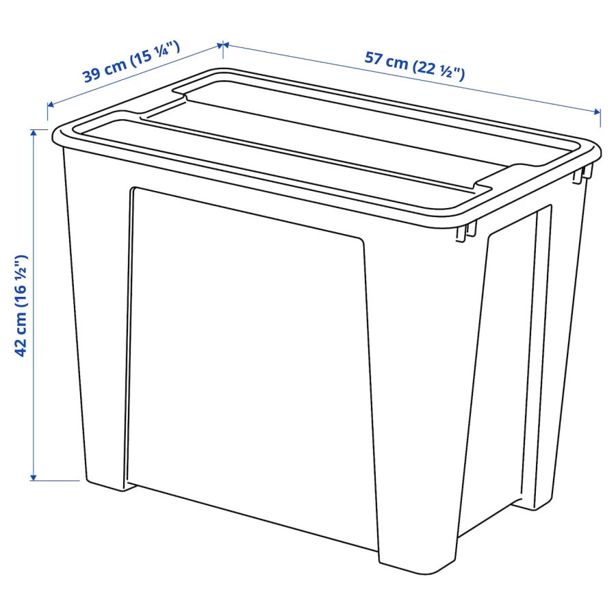 Контейнер с крышкой - IKEA SAMLA/САМЛА ИКЕА, 57x39x42 см, прозрачный (изображение №3)