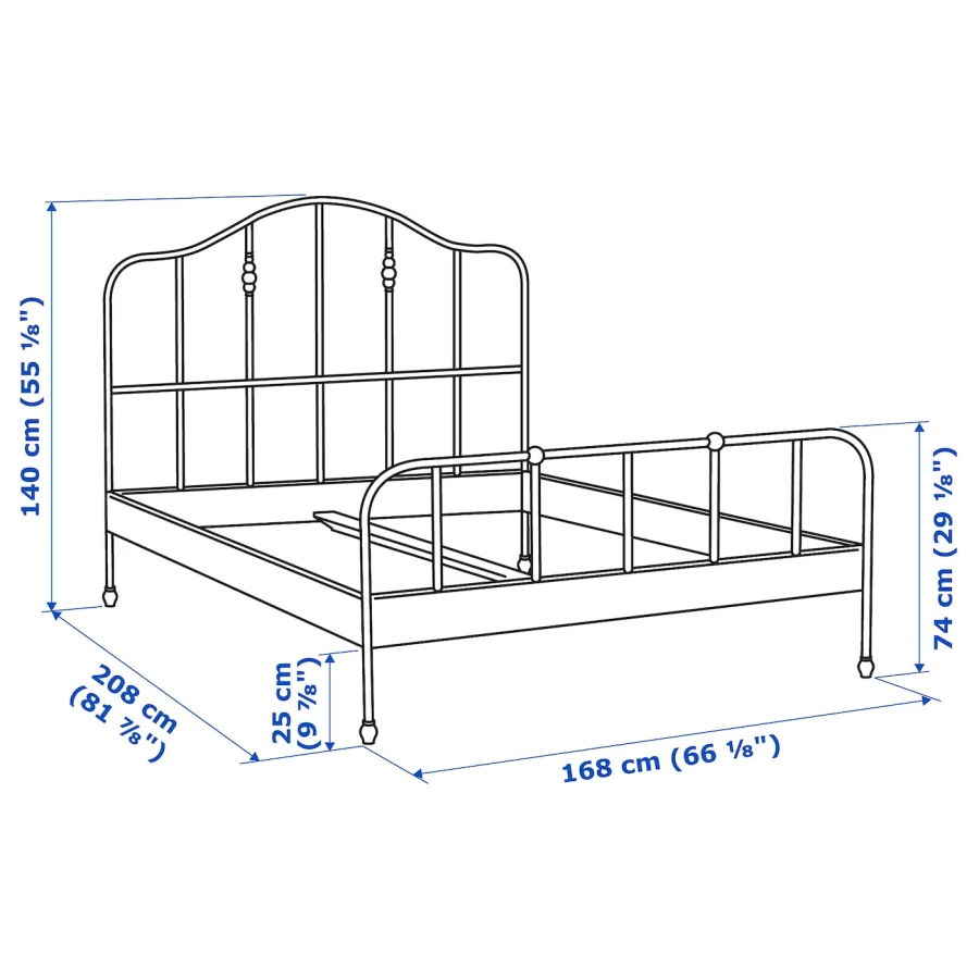 Двуспальная кровать - IKEA SAGSTUA/LINDBÅDEN/LINDBADEN, 200х160 см, черный, САГСТУА/ЛИНДБАДЕН ИКЕА (изображение №12)