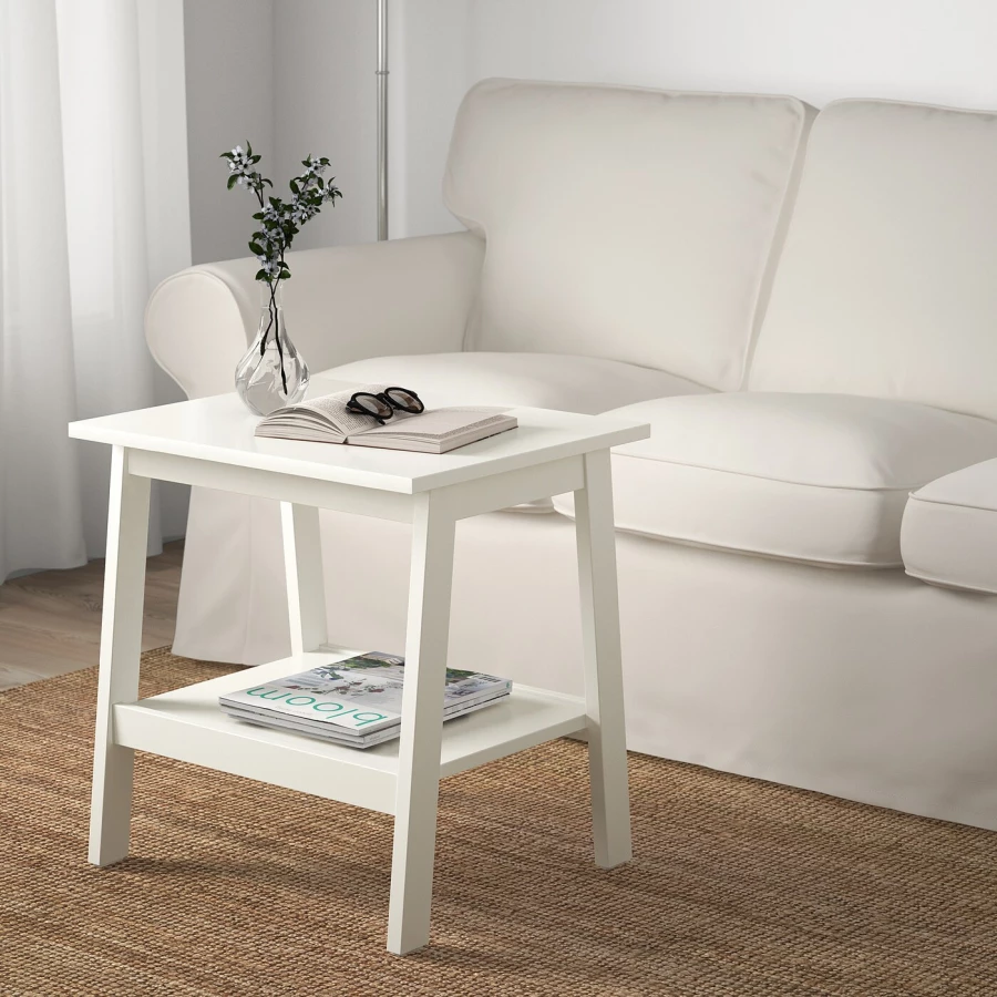 Столик придиванный - IKEA LUNNARP/ЛУНАРП ИКЕА, 55х55х45 см, белый (изображение №4)