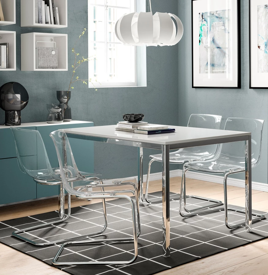 Стол обеденный - IKEA TORSBY, 135х85х75 см, белый/металлик, ТОРСБИ ИКЕА (изображение №2)