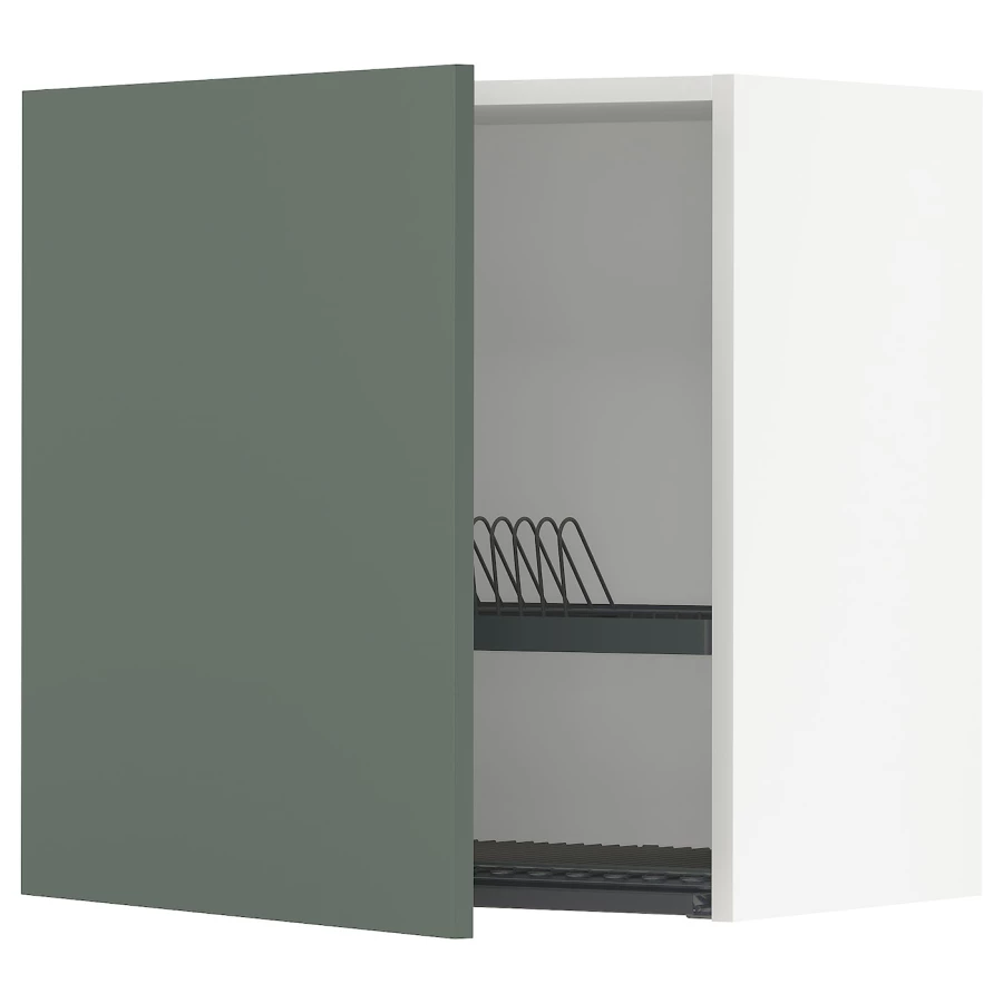 Навесной шкаф с сушилкой - METOD IKEA/ МЕТОД ИКЕА, 60х60 см, белый/темно-зеленый (изображение №1)