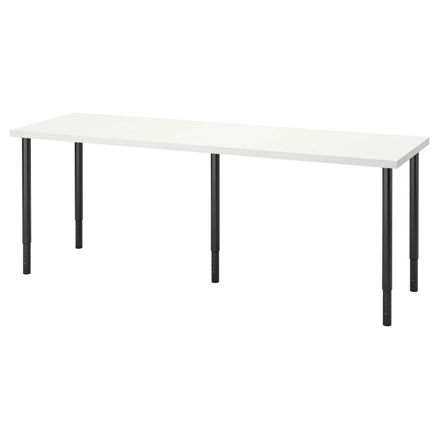 Письменный стол - IKEA LAGKAPTEN/OLOV, 200х60х63-93 см, белый/черный, ЛАГКАПТЕН/ОЛОВ ИКЕА (изображение №1)