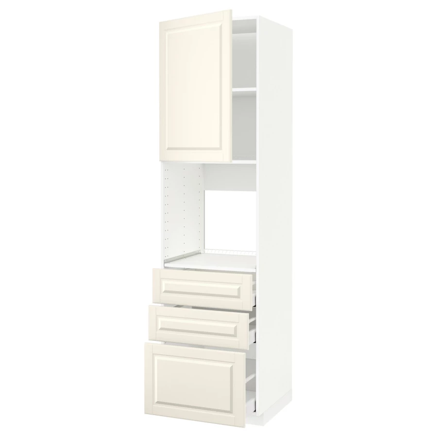 Высокий шкаф - IKEA METOD/MAXIMERA/МЕТОД/МАКСИМЕРА ИКЕА, 220х60х60 см, белый/кремовый (изображение №1)