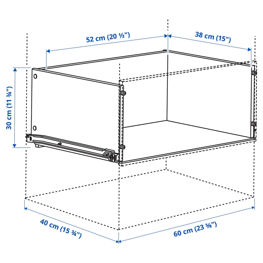 Ящик без фасада - IKEA KONSTRUERA/КОНСТРУЕРА ИКЕА, 30х38х52 см, белый (изображение №2)