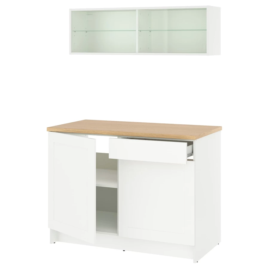 Комбинация кухонная прямая - KNOXHULT IKEA/ КНОКСХУЛЬТ ИКЕА, белый/под беленный дуб (изображение №1)