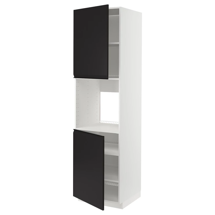 Кухонный шкаф-пенал - IKEA METOD/МЕТОД ИКЕА, 220х60х60 см, черный/белый (изображение №1)