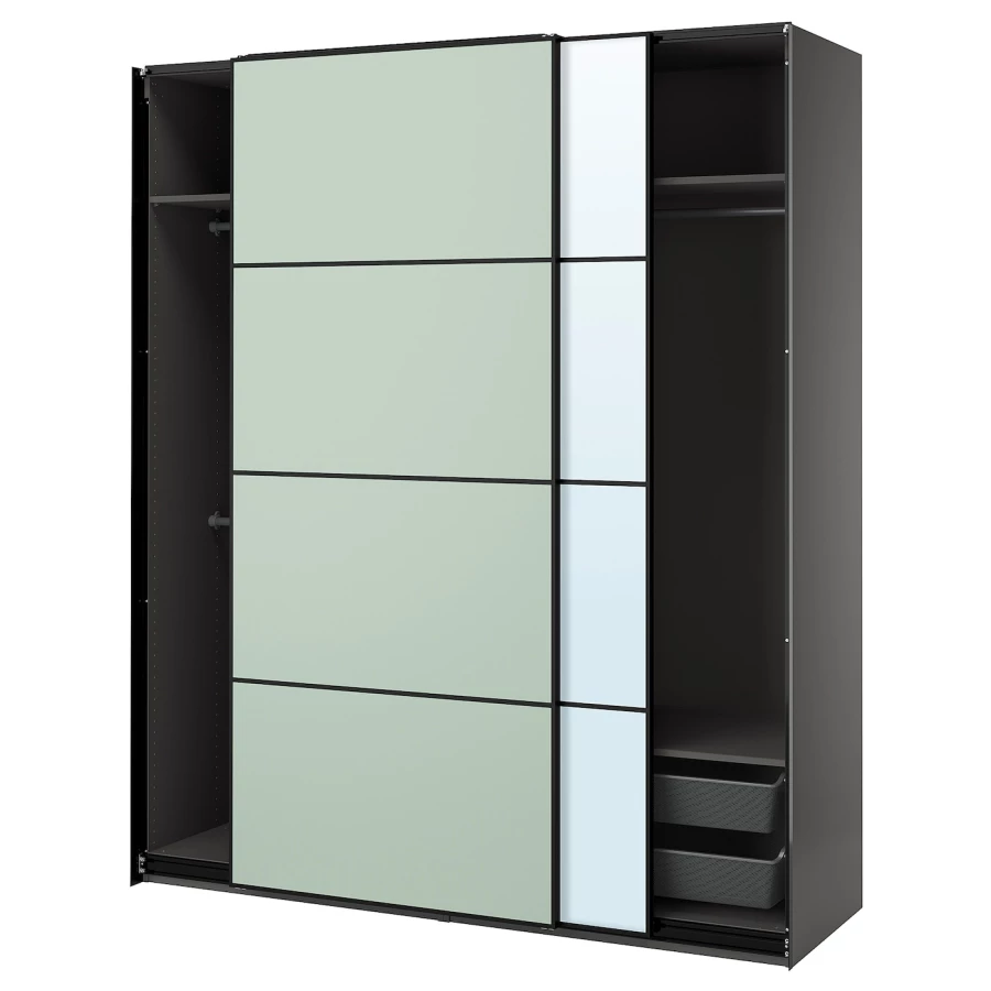 Шкаф - PAX / MEHAMN/AULI  IKEA/ ПАКС / МЕХАМН/ АУЛИ   ИКЕА, 236х200  см, черный (изображение №1)
