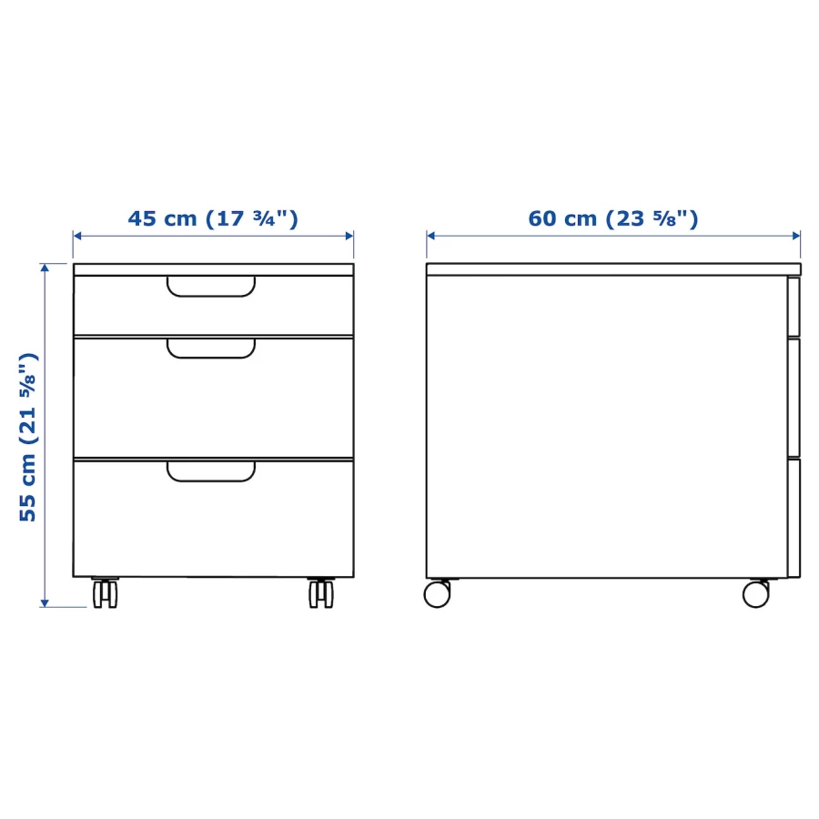 Комод на колесиках - IKEA GALANT/ГАЛАНТ ИКЕА, 55х45х60 см, белый (изображение №5)