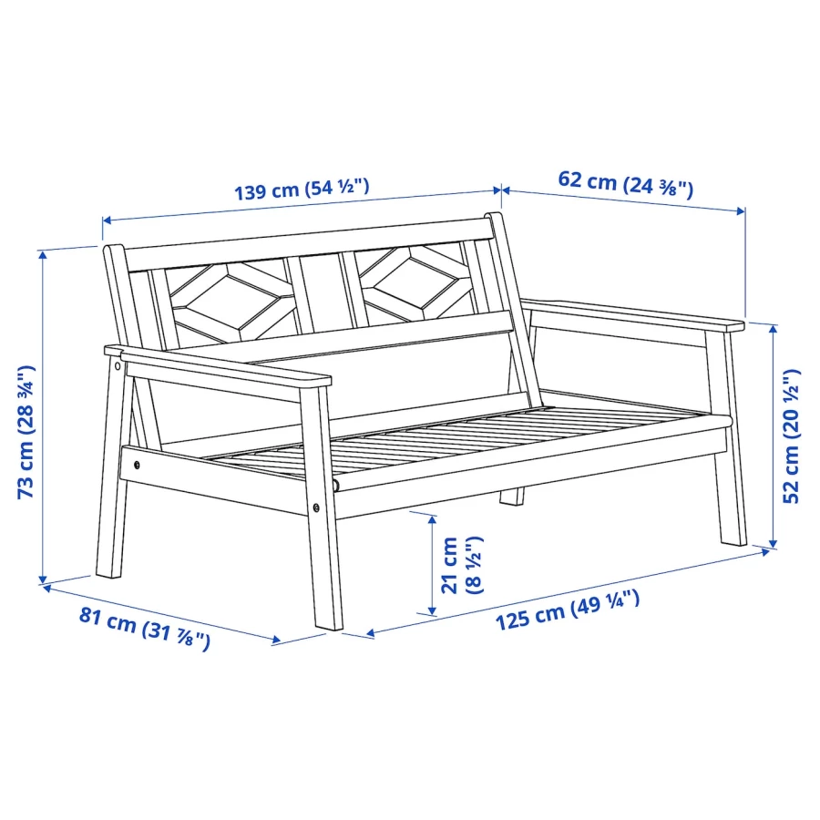 2-местный диван - IKEA BONDHOLMEN/БОНДХОЛЬМЕН ИКЕА, 73х81х139 см, белый (изображение №4)