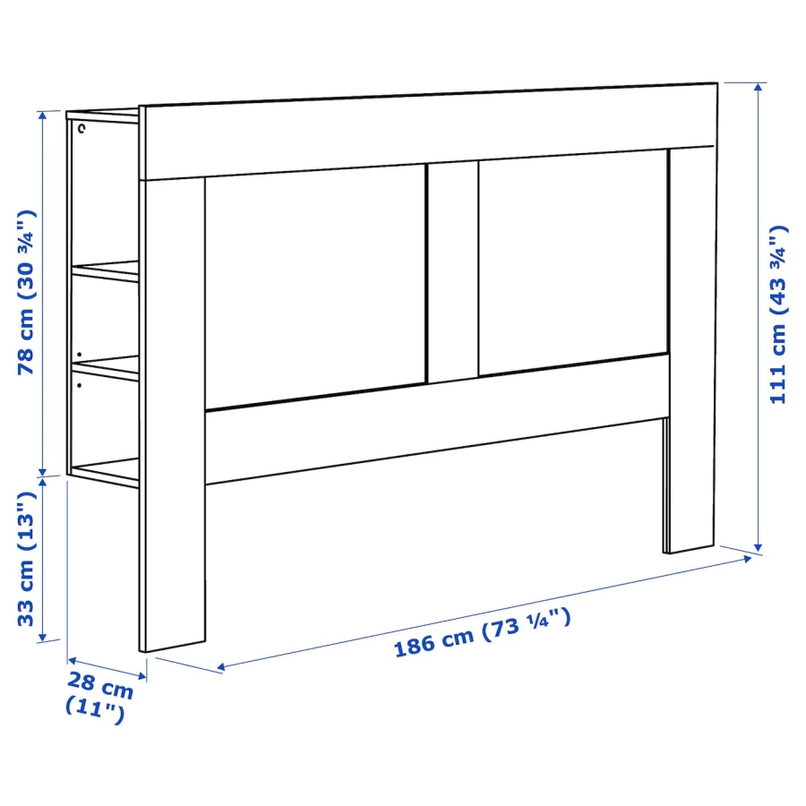 Изголовье кровати с полкой - IKEA BRIMNES/БРИМНЭС/БРИМНЕС ИКЕА, 180 см, белый (изображение №3)