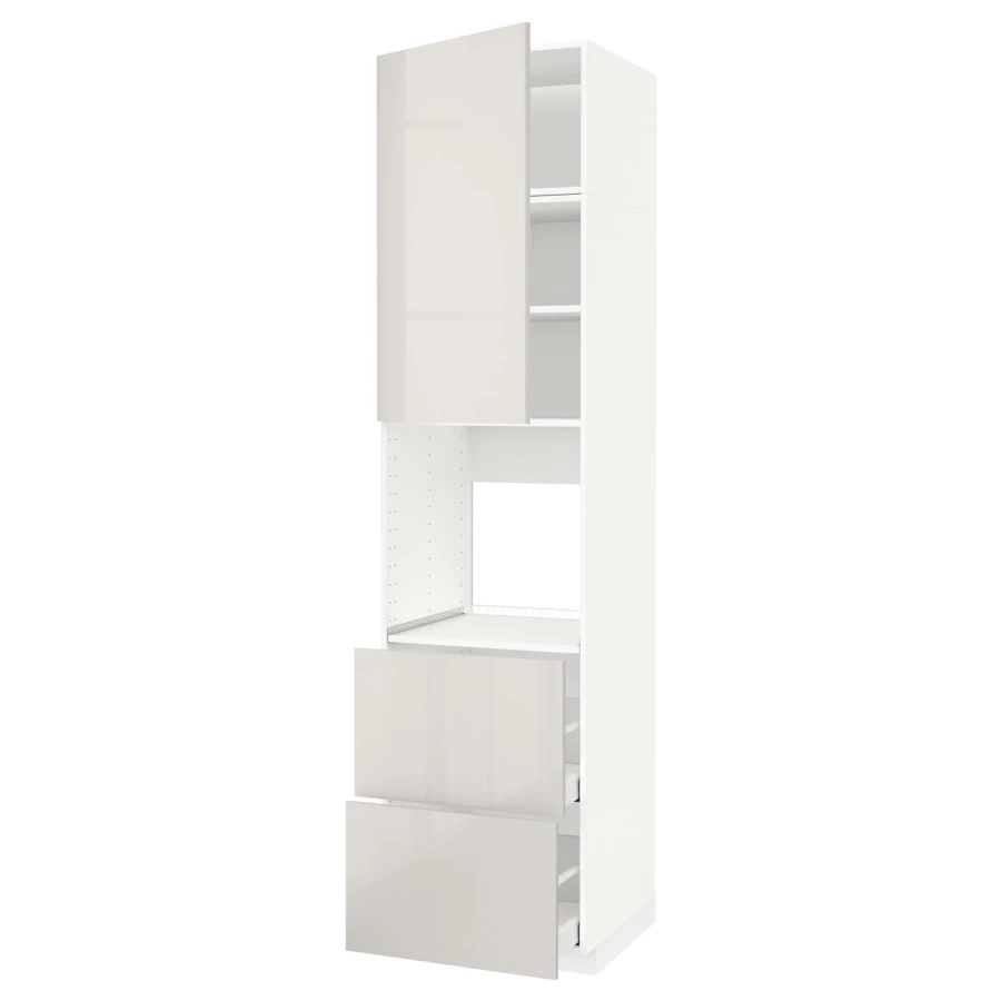 Высокий шкаф с ящиками - IKEA METOD/MAXIMERA/МЕТОД/МАКСИМЕРА ИКЕА, 240х60х60 см, белый/светло-серый (изображение №1)