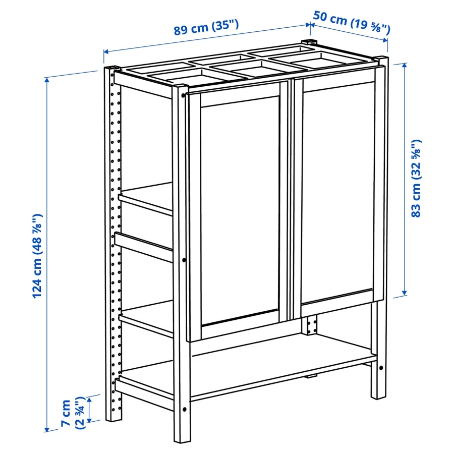 Комбинация для хранения - IKEA IVAR/ИВАР ИКЕА, 89х50х124 см, сосна/черный (изображение №5)