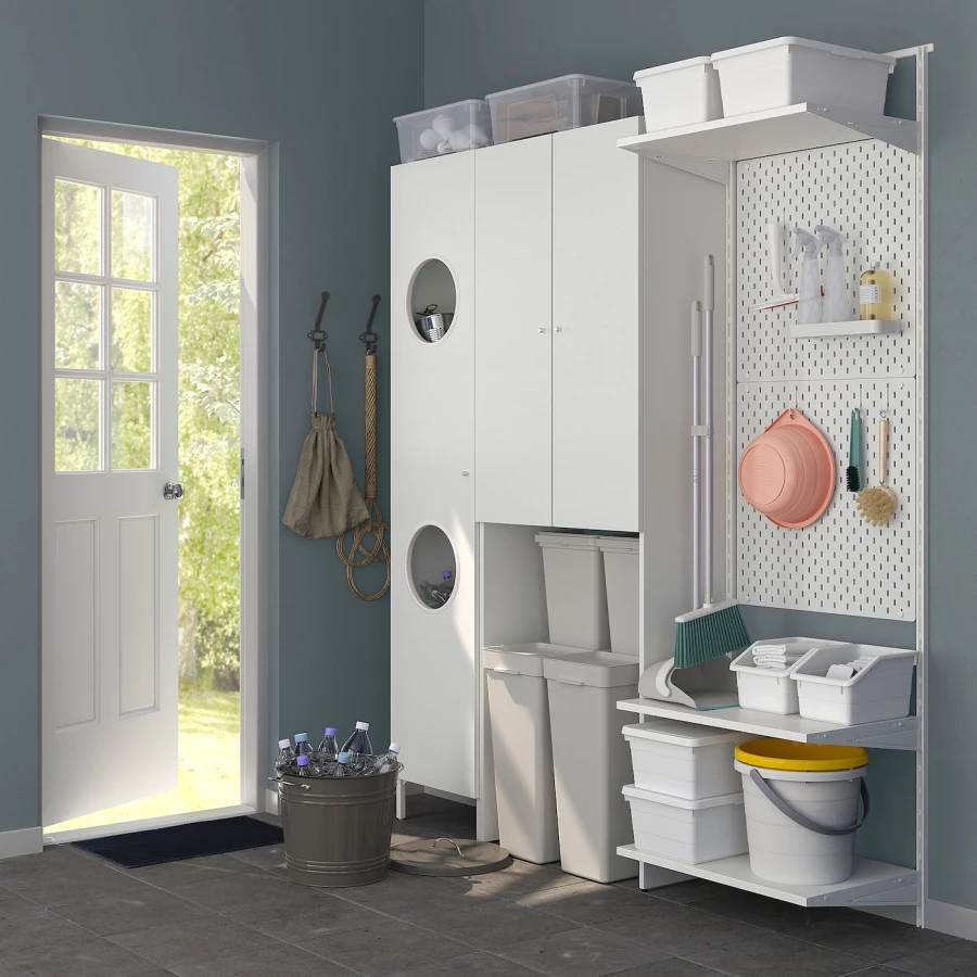 Высокий шкаф для ванной - NYSJÖN  IKEA/ НИСЬЕН ИКЕА, 190х65х30 см, белый (изображение №5)