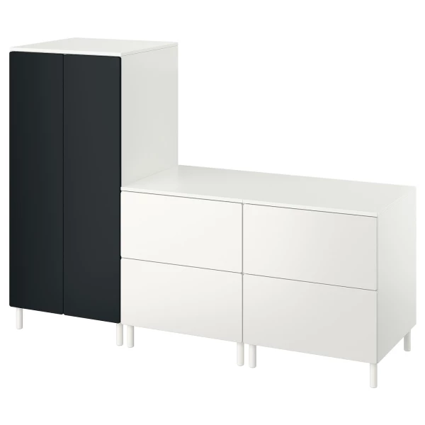 Детская гардеробная комбинация - IKEA PLATSA SMÅSTAD/SMASTAD, 180x57x133см, белый/черный, ПЛАТСА СМОСТАД ИКЕА