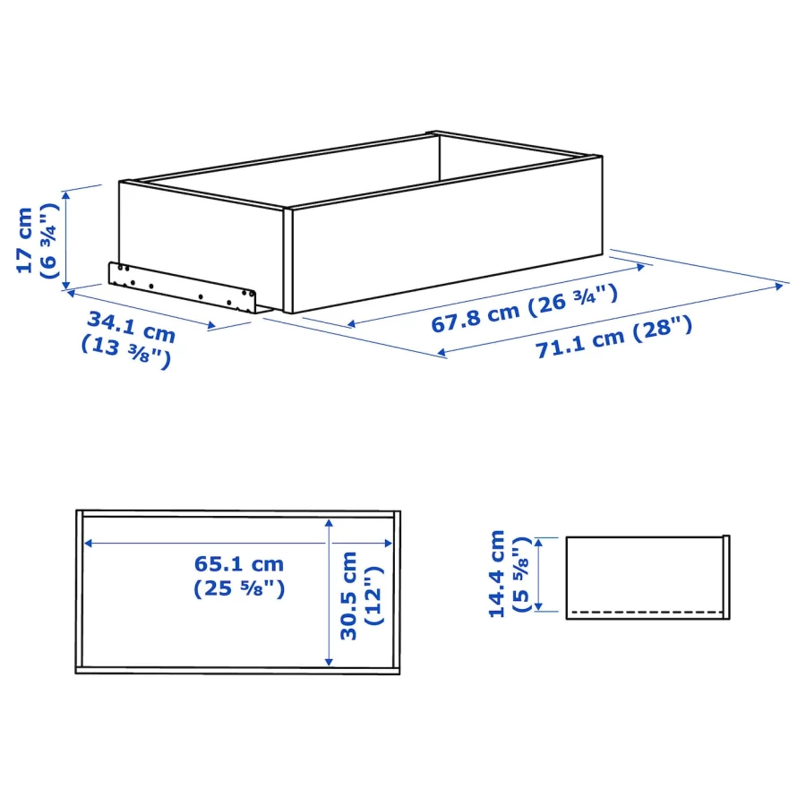 Ящик - IKEA KOMPLEMENT/КОМПЛИМЕНТ ИКЕА, 35х75 см, под беленый дуб (изображение №4)