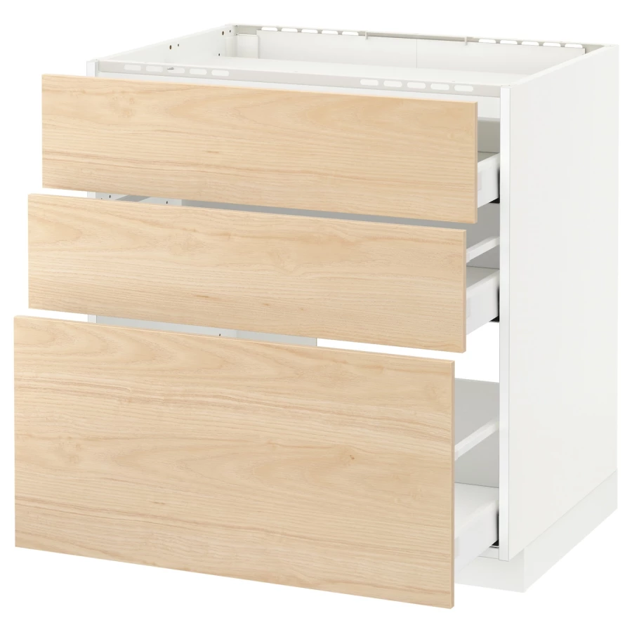 Напольный шкаф  - IKEA METOD MAXIMERA, 88x61,6x80см, белый/светло-коричневый, МЕТОД МАКСИМЕРА ИКЕА (изображение №1)