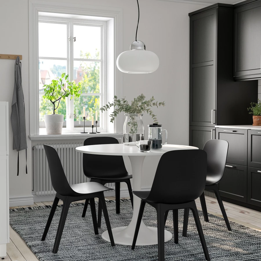 Кухонный стол - DOCKSTA/ODGER IKEA/ ДОКСТА/ОДГЕР ИКЕА, 103 см, черный/белый (изображение №2)