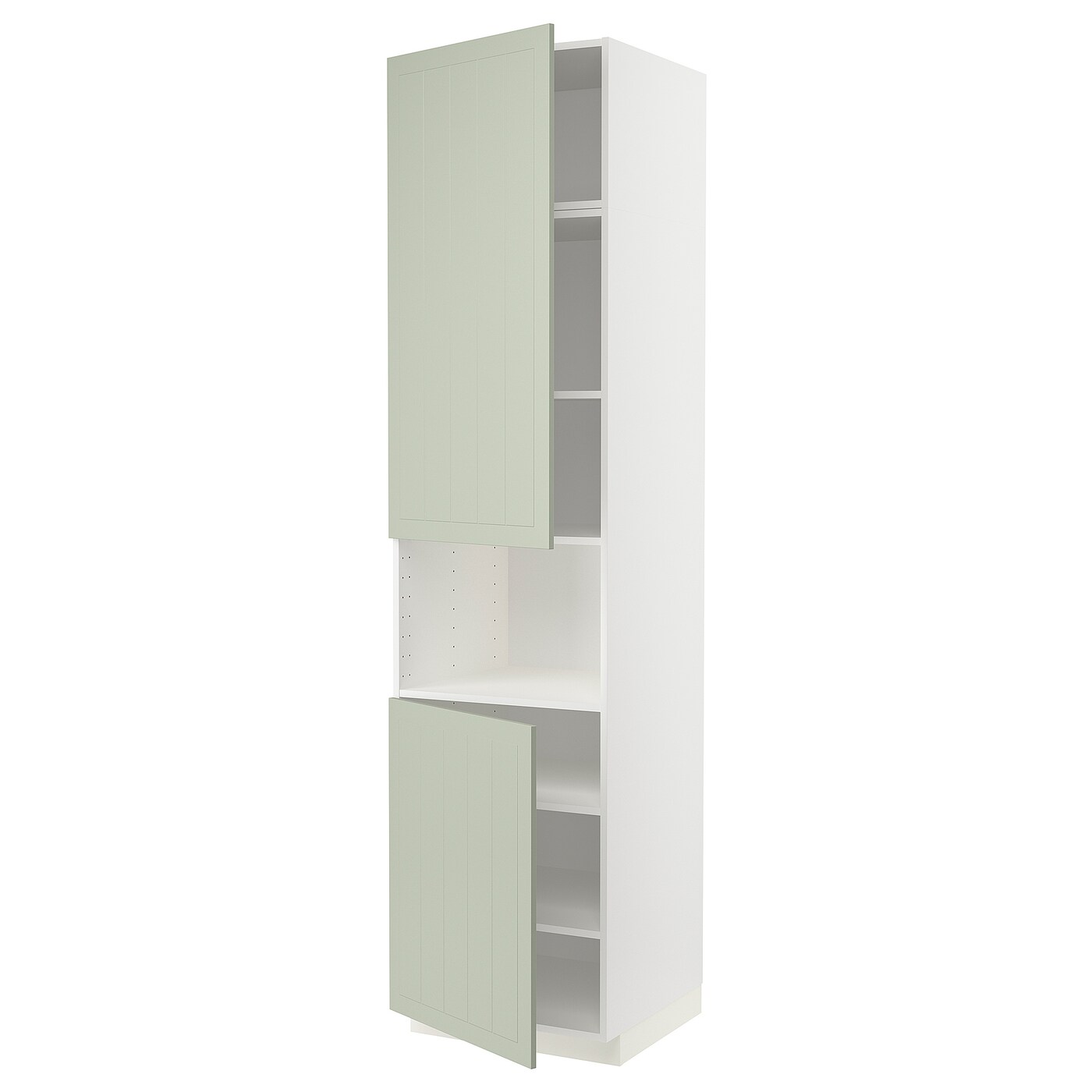 Высокий кухонный шкаф с полками - IKEA METOD/МЕТОД ИКЕА, 240х60х60 см, белый/зеленый
