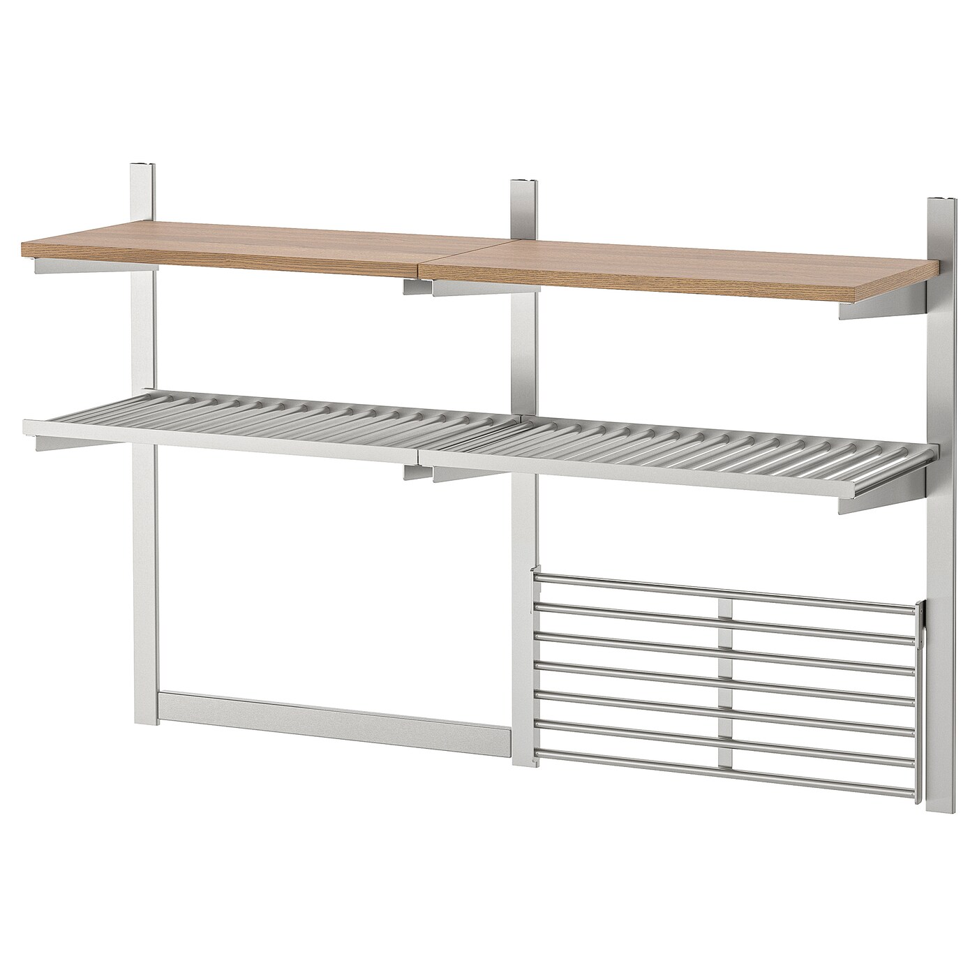 Система полок для кухни - IKEA KUNGSFORS, 124х32х80 см, нержавеющая сталь/ясеневый шпон, КУНГСФОРС ИКЕА