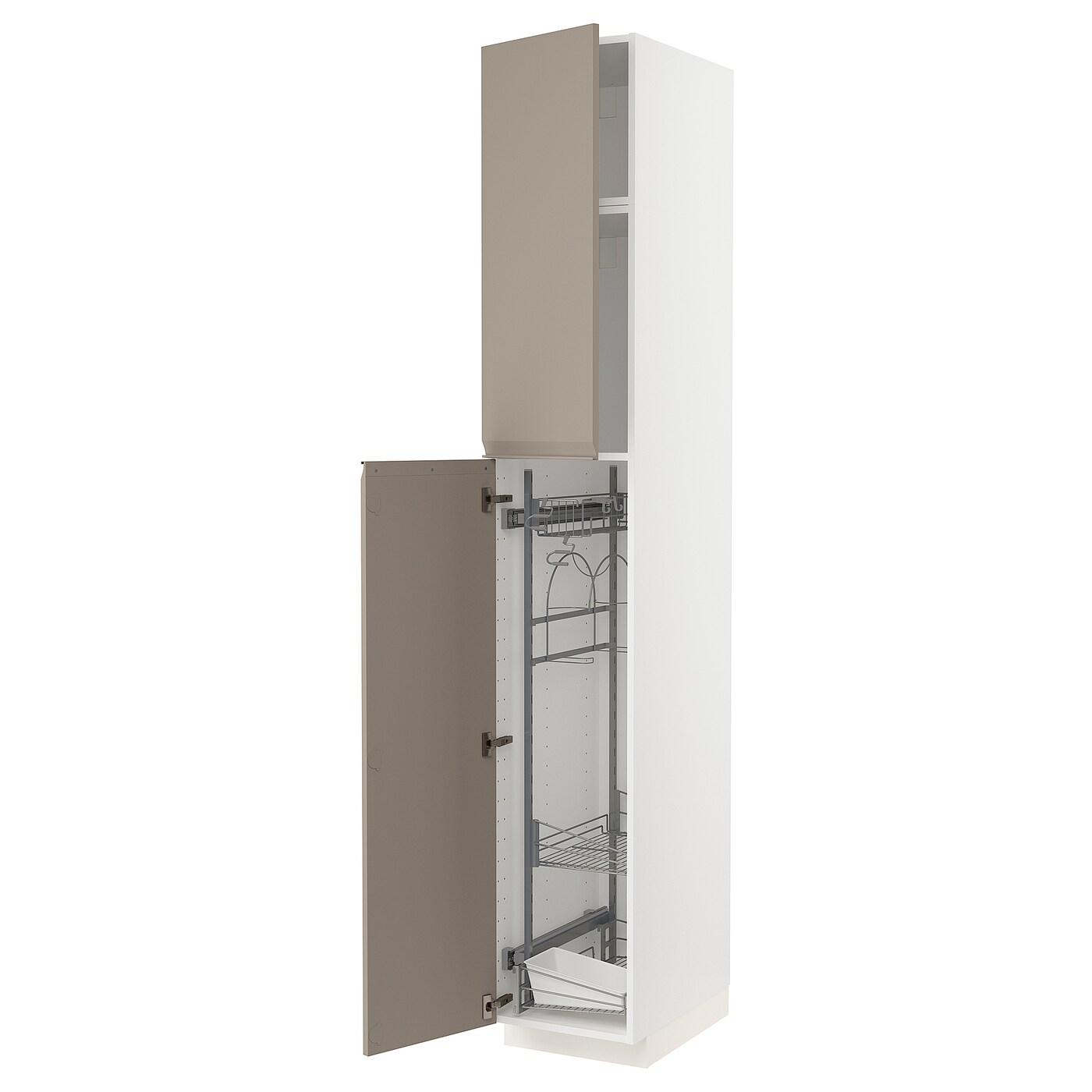 Высокий шкаф - IKEA METOD/МЕТОД ИКЕА, 240х60х40 см, белый/темно-бежевый